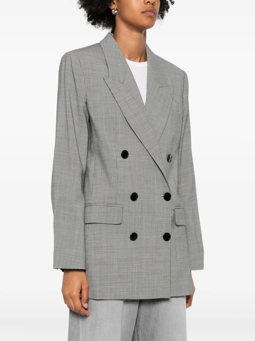 Isabel Marant Étoile Checked Double-breasted Jacket In Gray