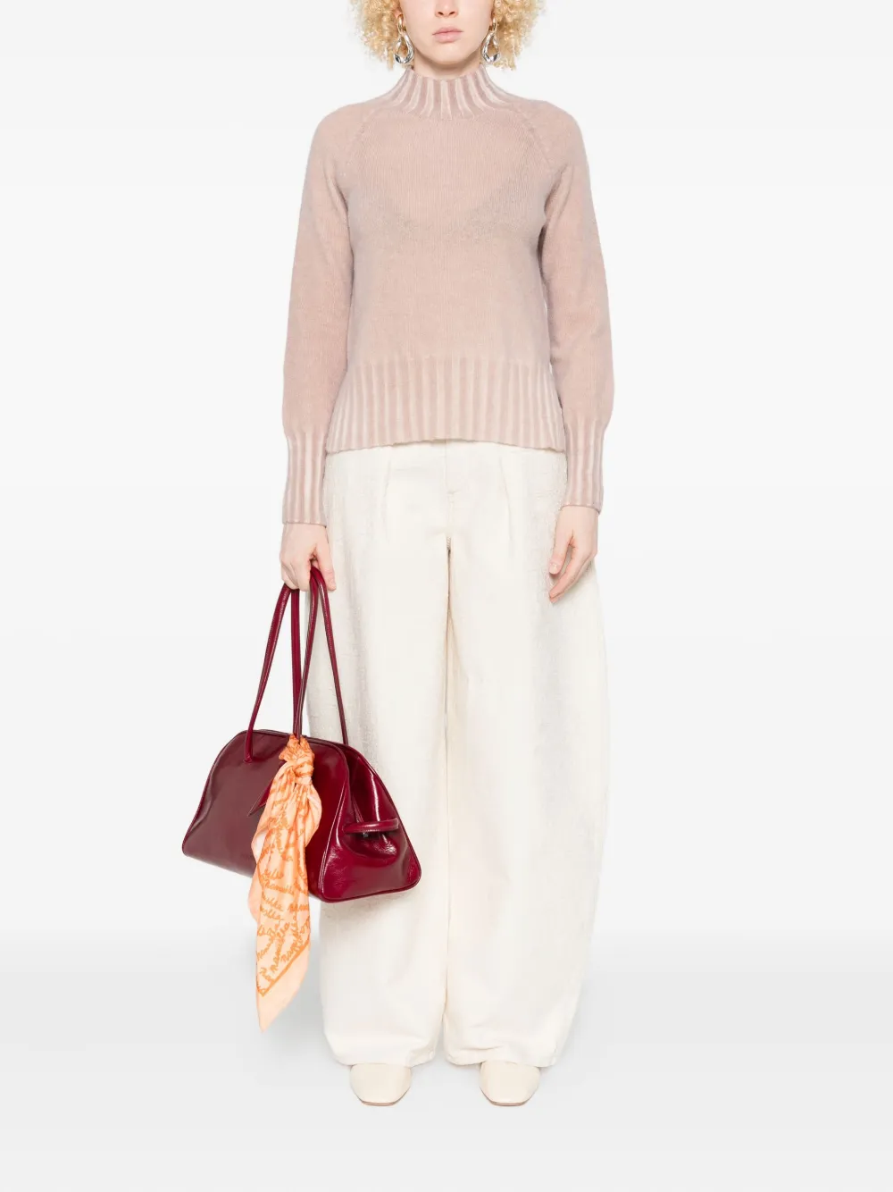 Arovescio Raglan Mock-neck Sweater In Pink