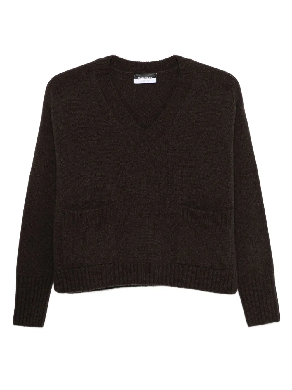 Arovescio V-neck Patch-pocket Sweater In Brown