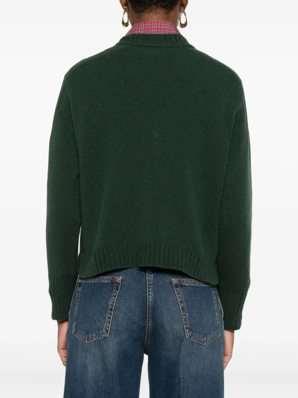 Arovescio V-neck Patch-pocket Sweater In Green