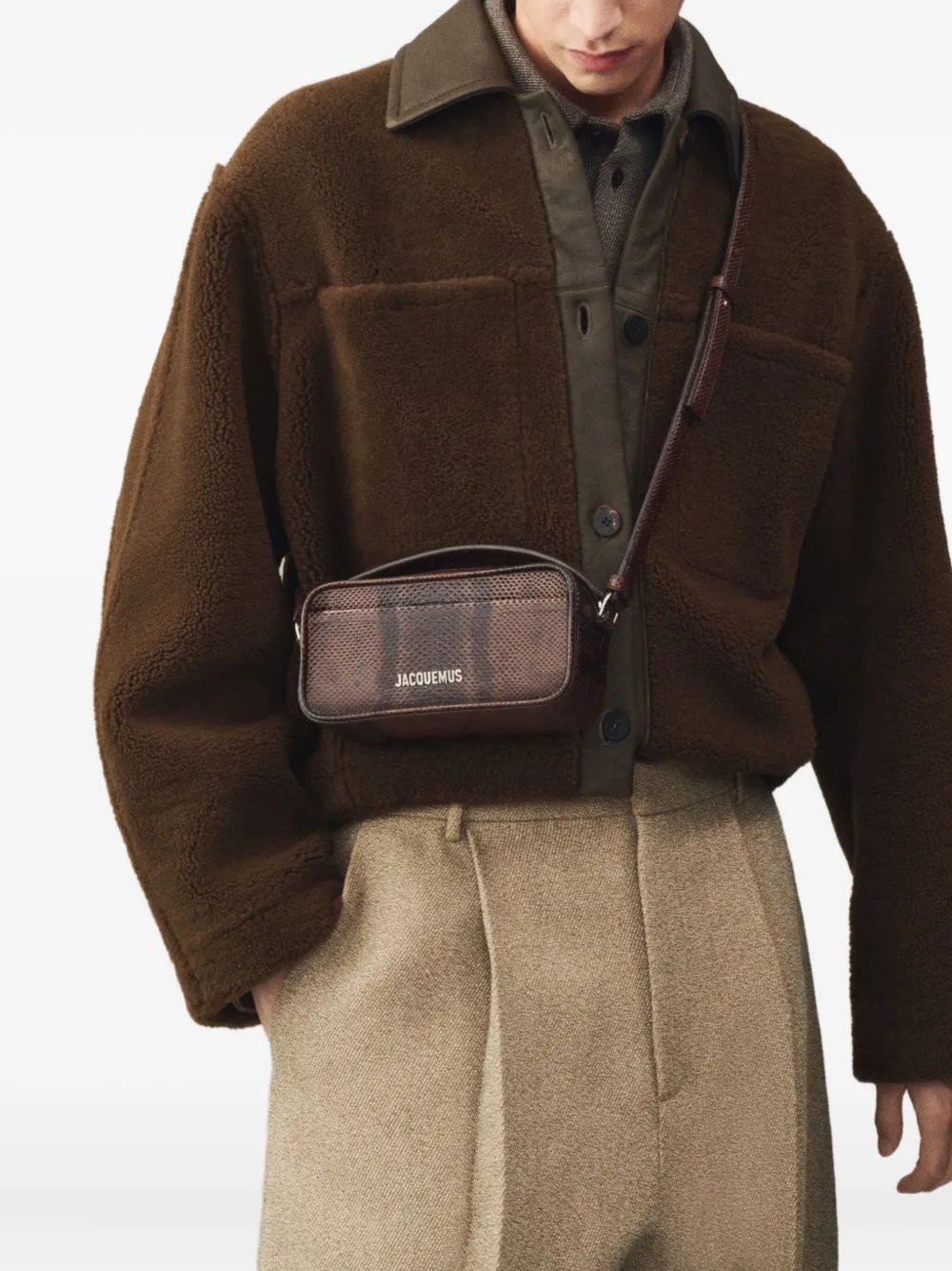 Jacquemus The Baneto snakeskin-embossed shoulder bag - Bruin