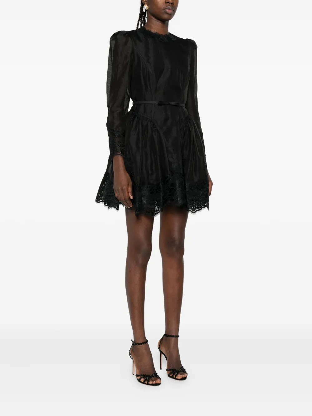 ZIMMERMANN lace-trimmed mini dress Zwart