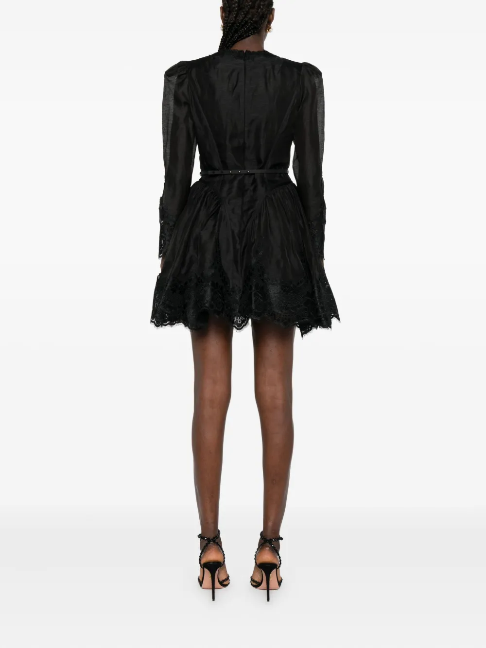 ZIMMERMANN lace-trimmed mini dress Zwart