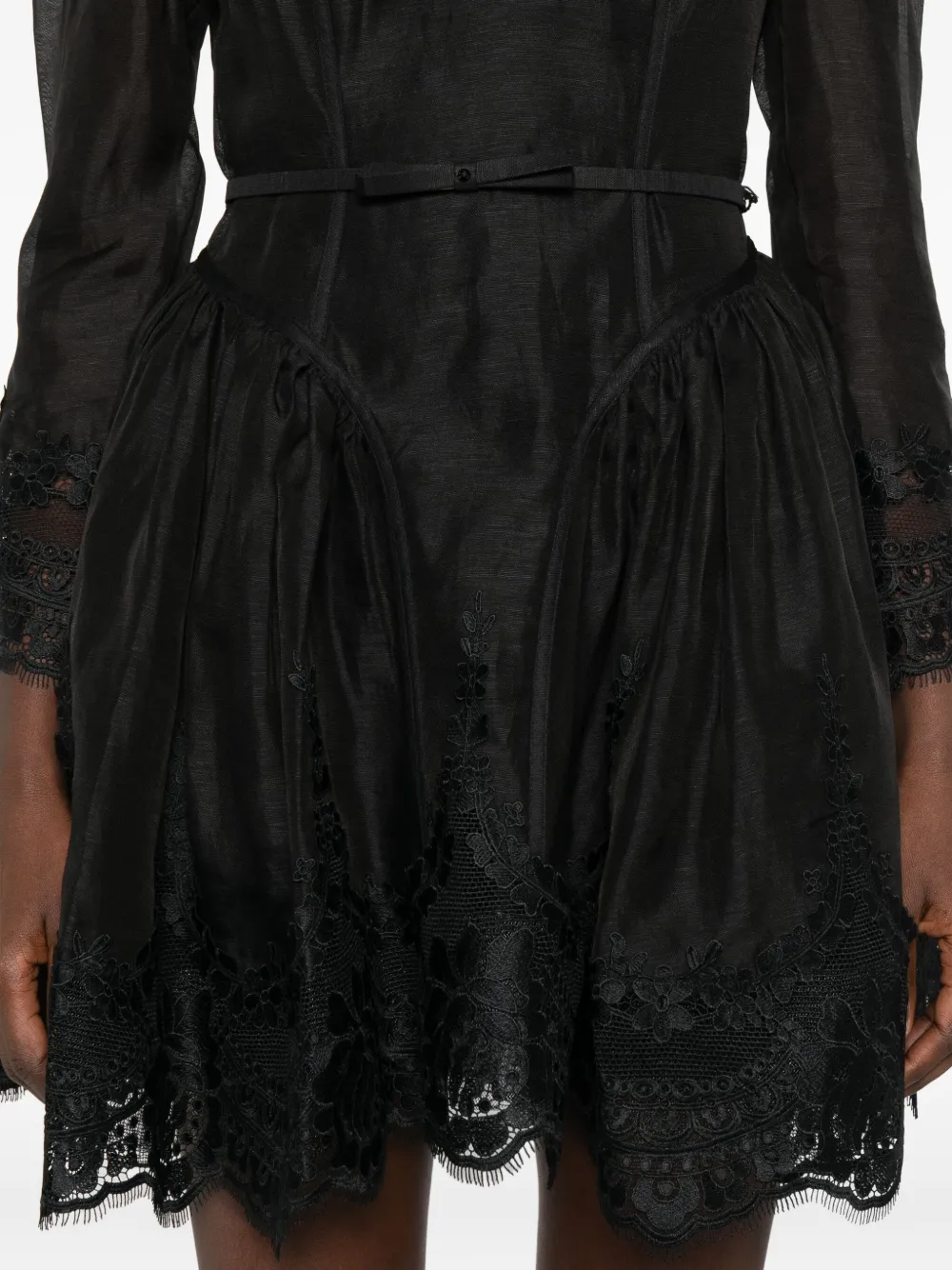 ZIMMERMANN lace-trimmed mini dress Zwart