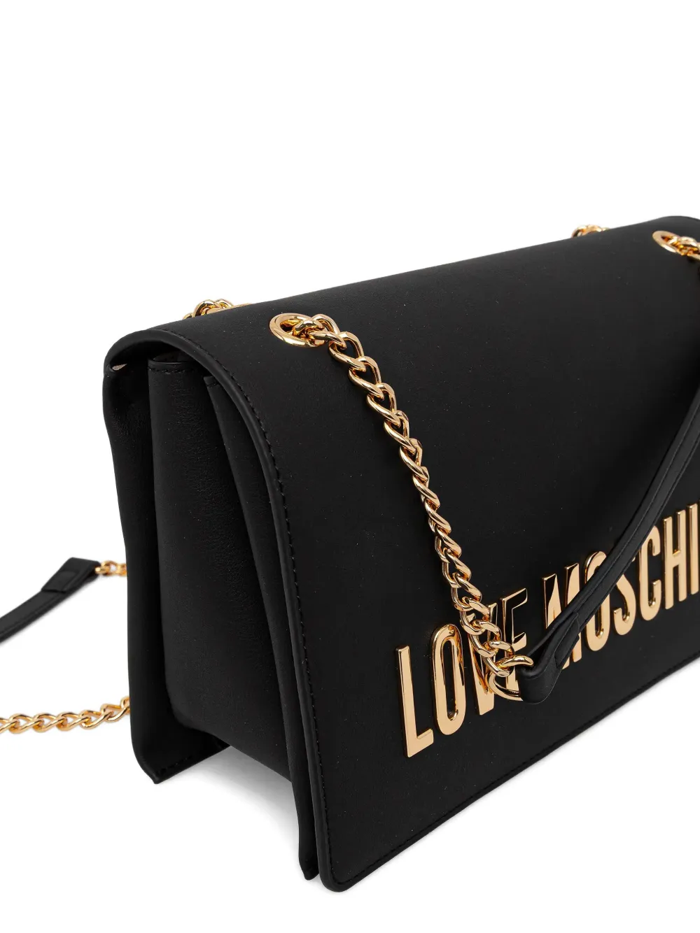 Love Moschino Crossbodytas met logo en ketting Zwart