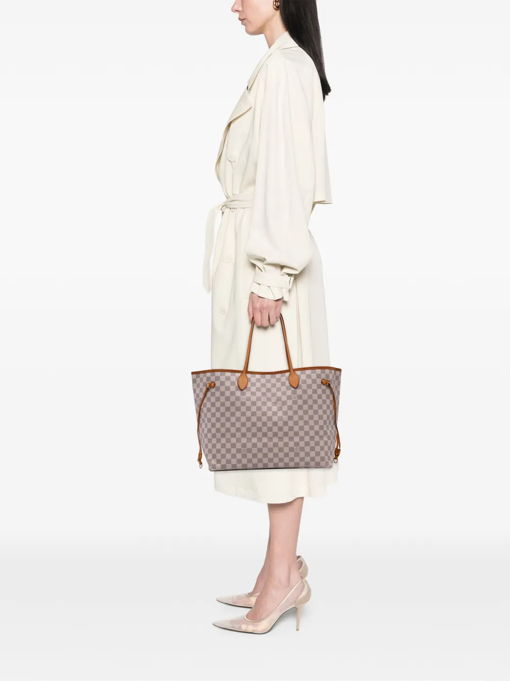 Pre-owned Louis Vuitton 2014 Damier Azur Neverfull Gm Tote Bag In White