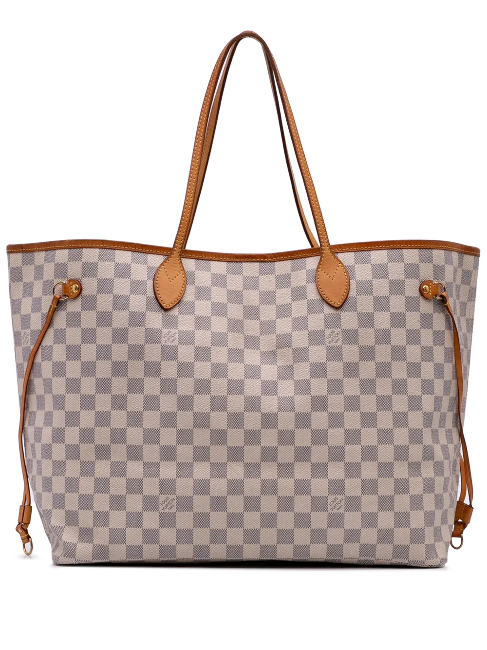 Pre-owned Louis Vuitton 2014 Damier Azur Neverfull Gm Tote Bag In White