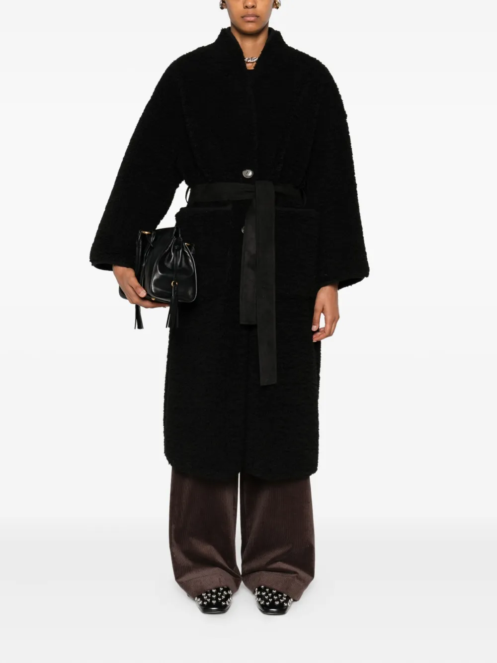 Vanessa Bruno belted teddy-effect single-breasted coat | Single Breasted Coats | Image 2