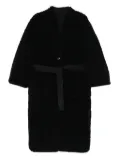 Vanessa Bruno belted teddy-effect single-breasted coat - Black