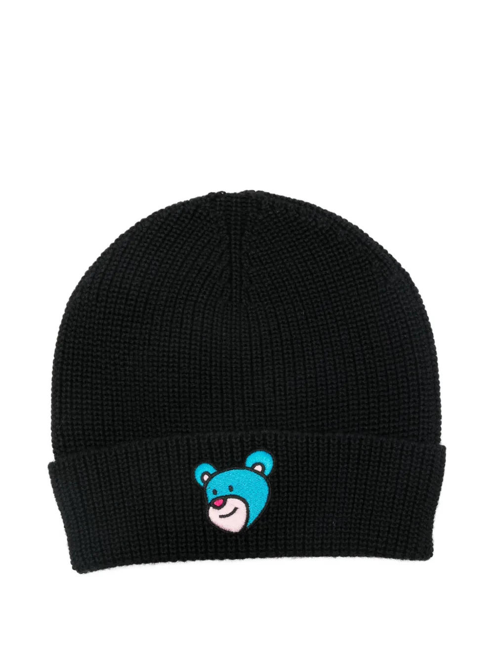 Inbetweeners Embroidered-bear Beanie In Black
