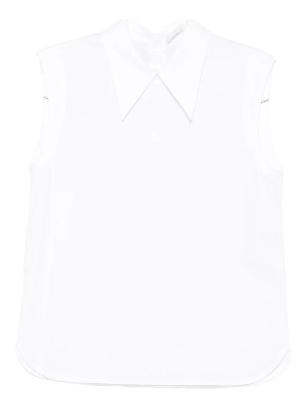 Tela Sleeveless Pointed-collar Top In White