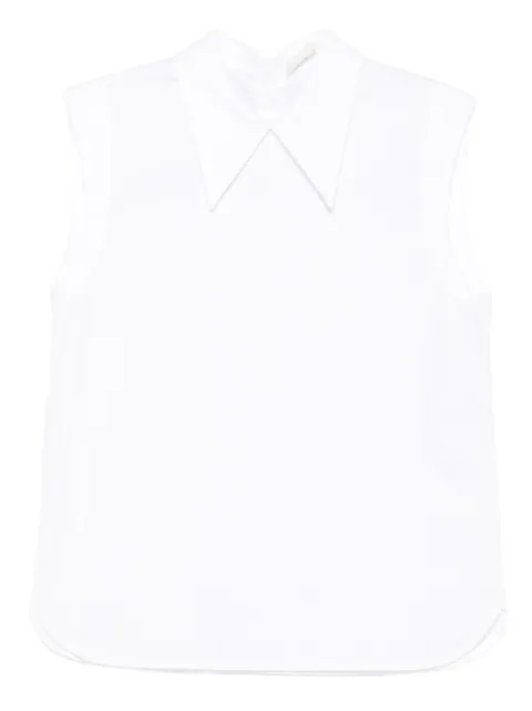 Tela sleeveless pointed-collar top