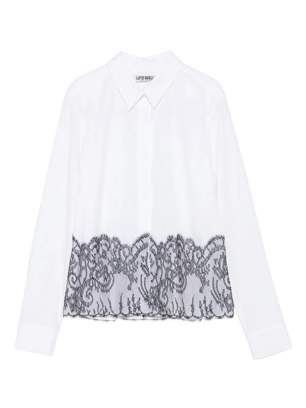 Lutz Huelle lace-trimmed cotton shirt | White | Image 1