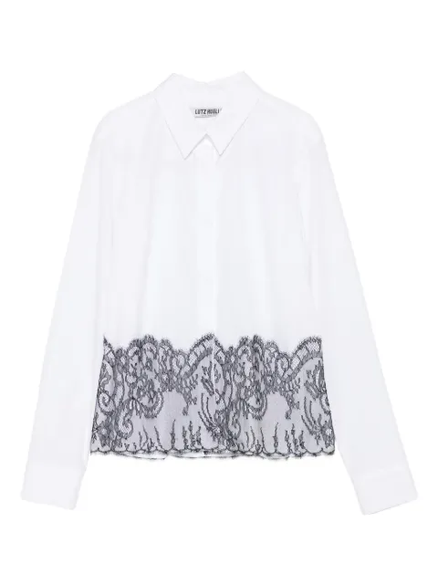 Lutz Huelle lace-trimmed cotton shirt