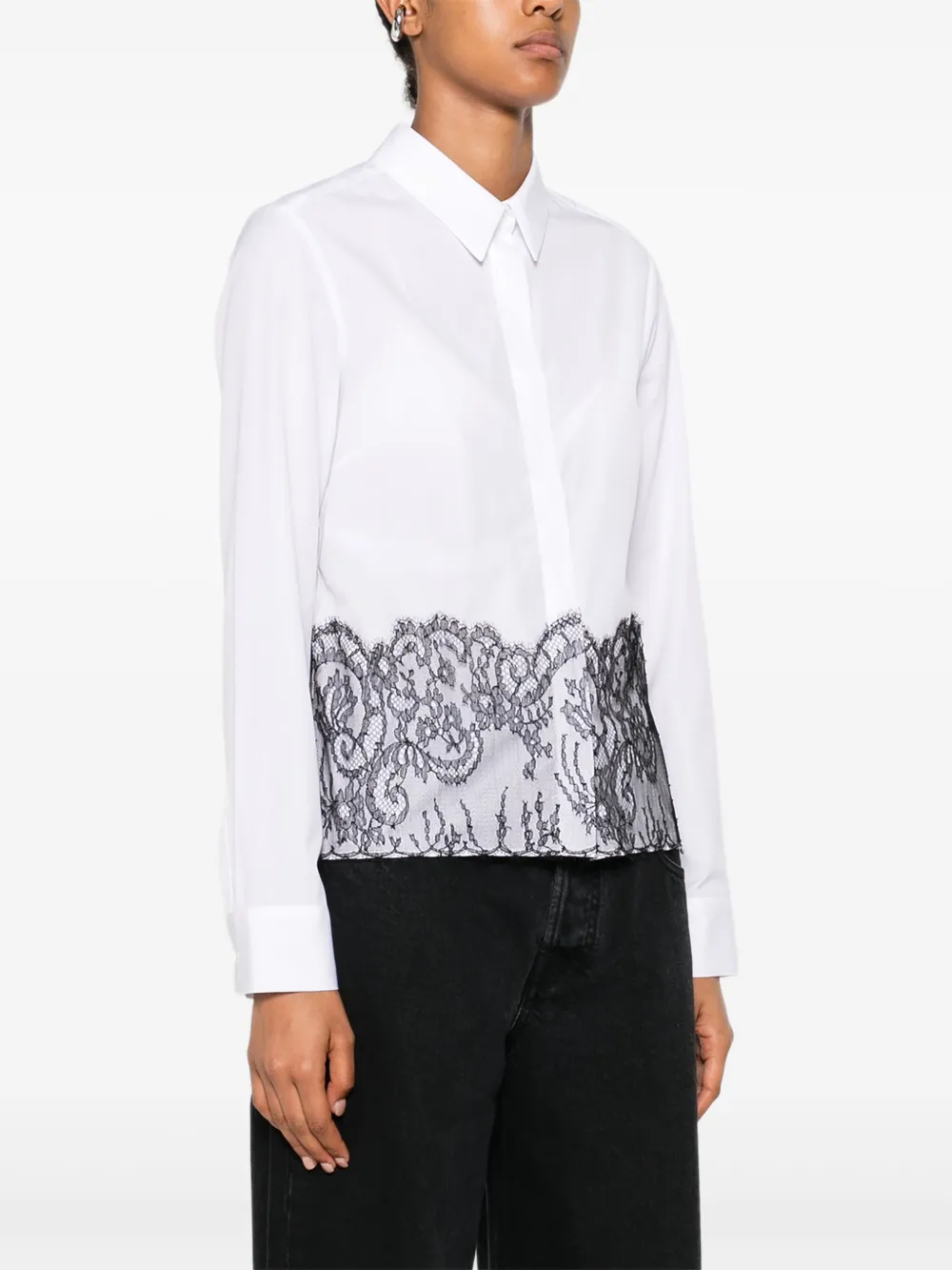 Lutz Huelle Lace-trimmed Cotton Shirt In White