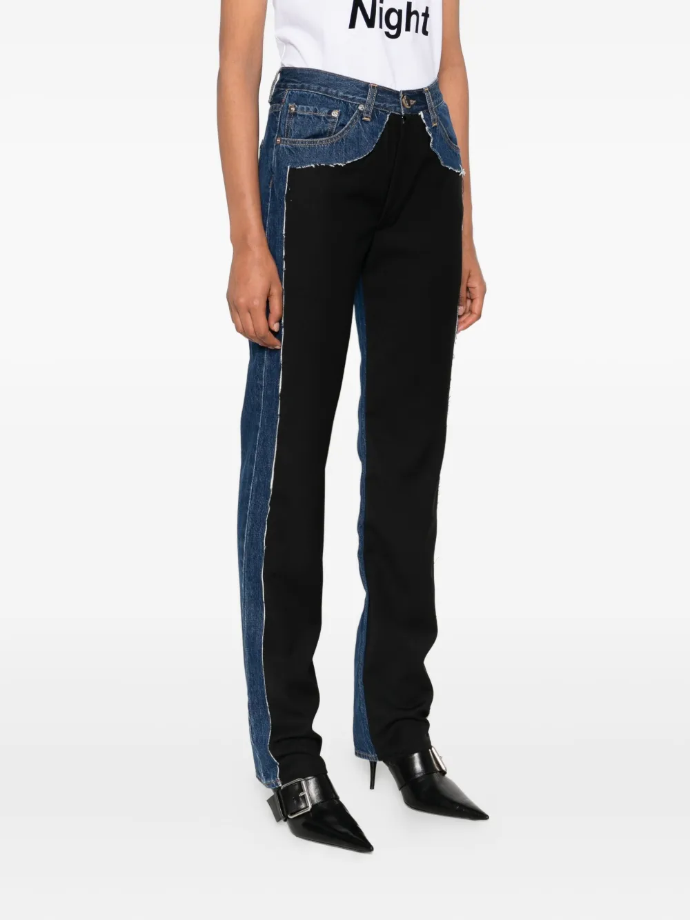 Lutz Huelle Denim Panelled Straight-leg Jeans In Blue