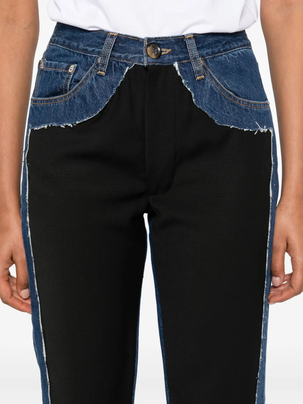 Lutz Huelle Denim Panelled Straight-leg Jeans In Blue
