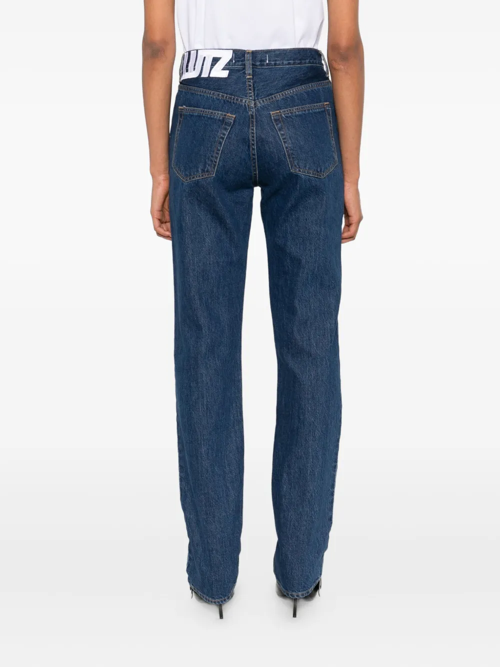 Lutz Huelle Denim Panelled Straight-leg Jeans In Blue