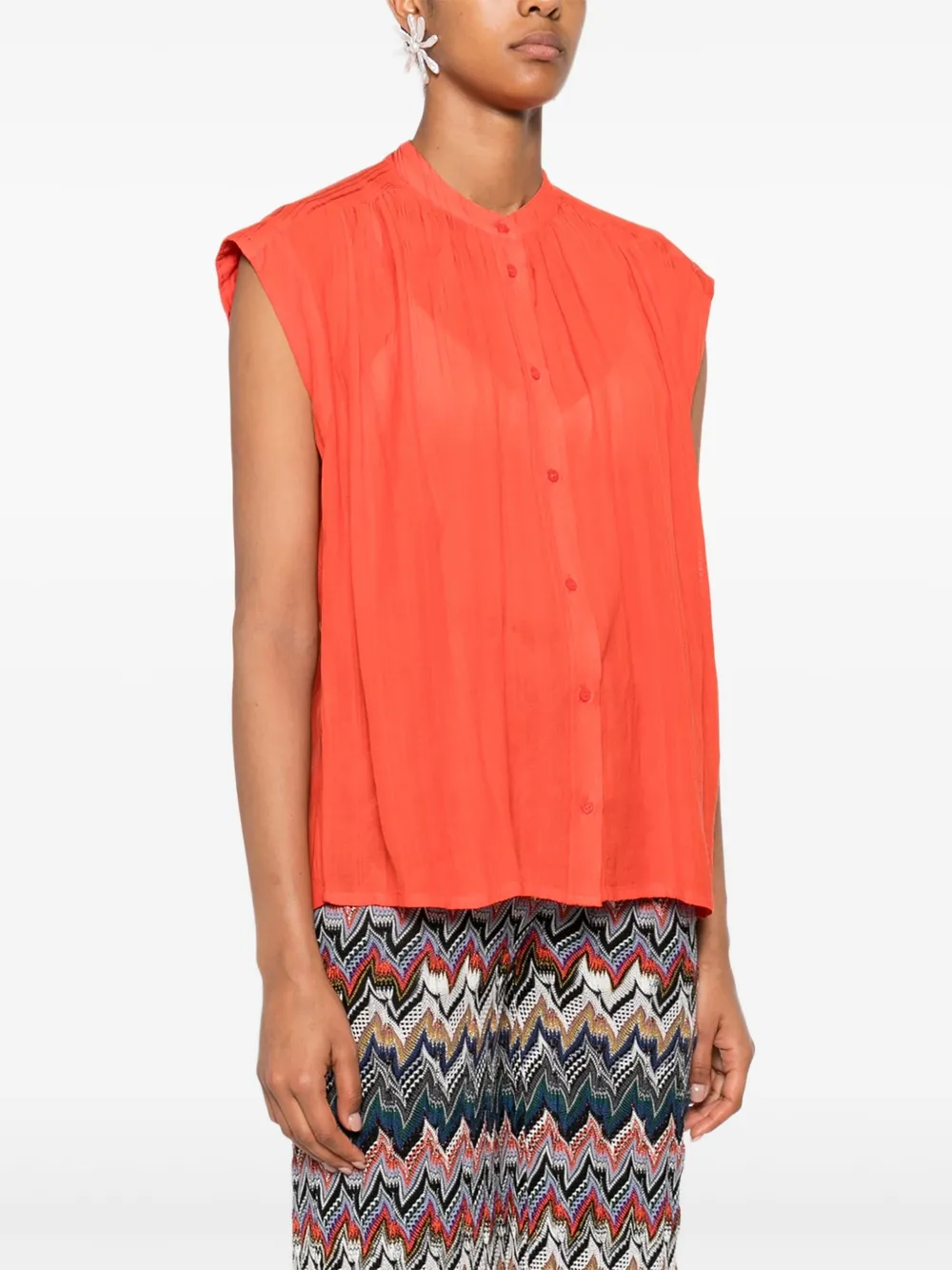  Vanessa Bruno Buttoned-front Sleeveless Shirt - Orange 
