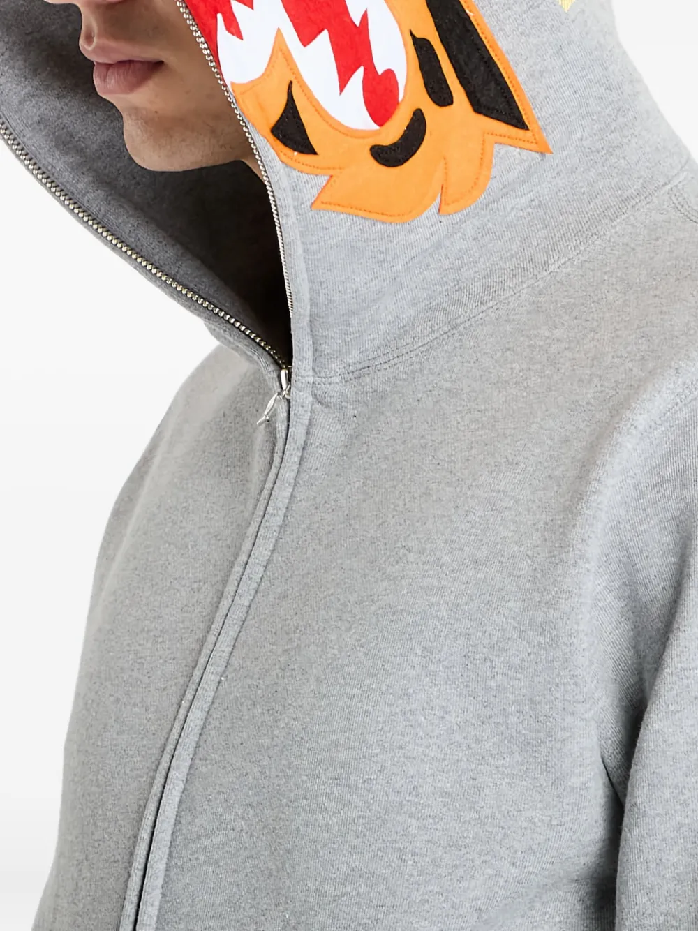 A BATHING APE Hoodie met geborduurde tijger en rits Grijs
