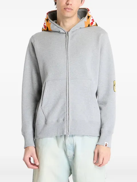 A BATHING APE® tiger-embroidered zip-up hoodie