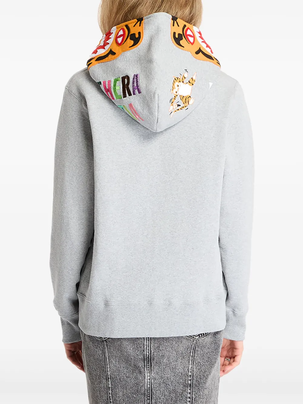 A BATHING APE Hoodie met geborduurde tijger en rits Grijs