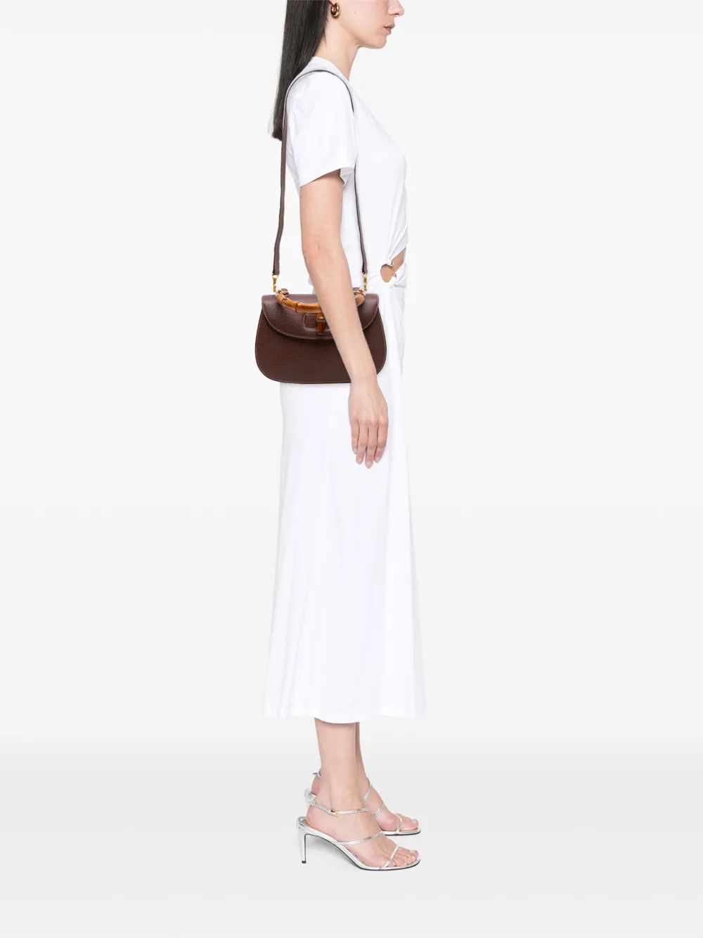 Pre-owned Gucci 20th Century Calfskin Bamboo Night Satchel In Brown