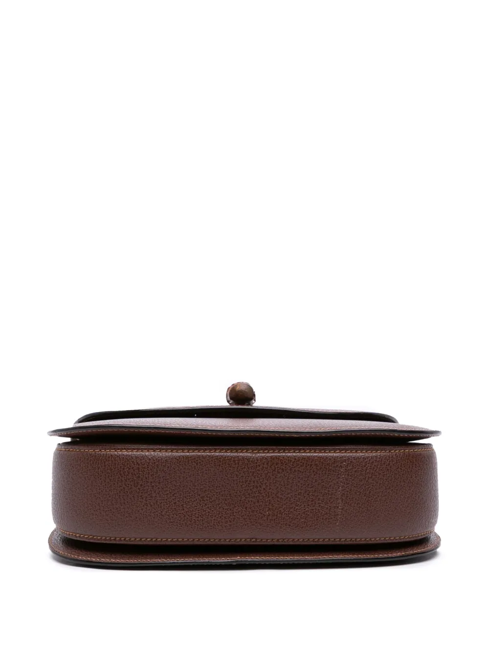 Pre-owned Gucci 20th Century Calfskin Bamboo Night Satchel In Brown