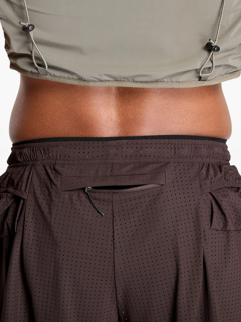 Satisfy Space-o™ 2.5" Distance Perforated Elastic-waist Shorts In Brown