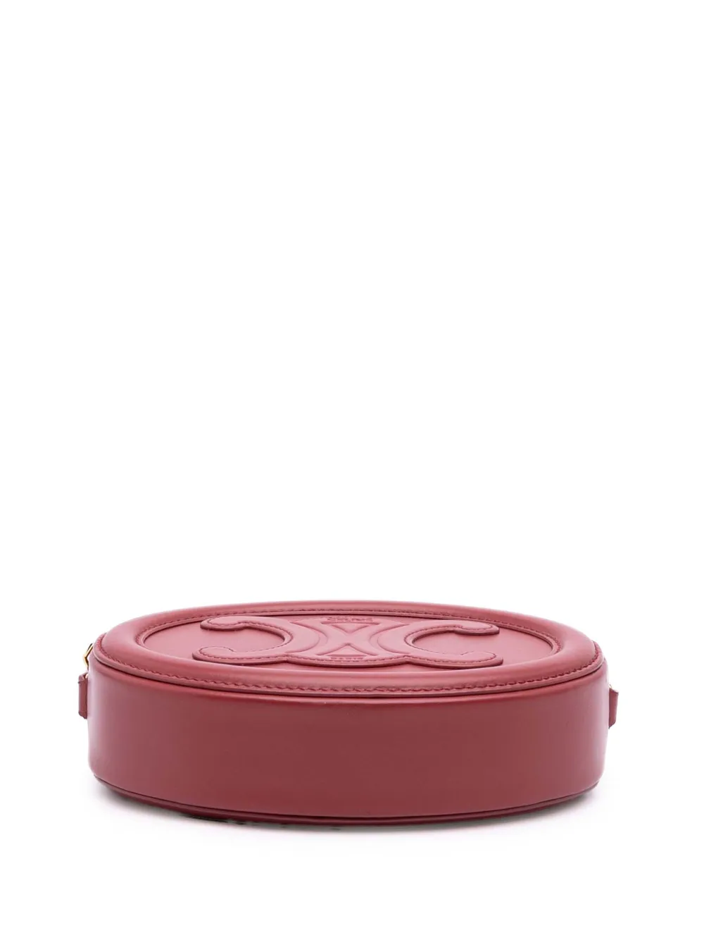 Pre-owned Celine 2022 Small Calfskin Cuir Triomphe Oval Crossbody Bag In Red