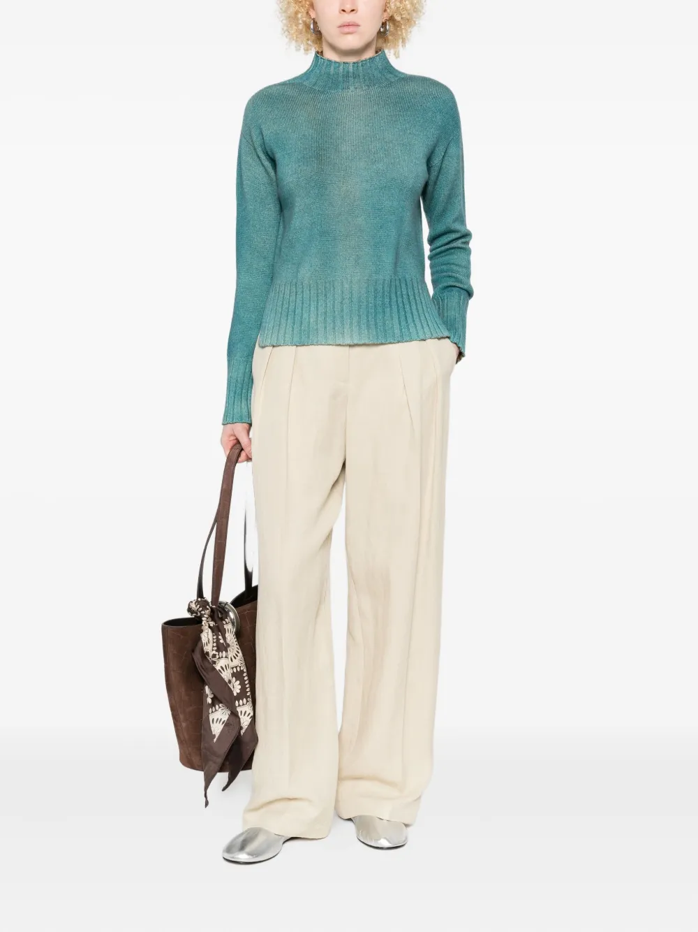 Arovescio High-neck Sweater In Blue