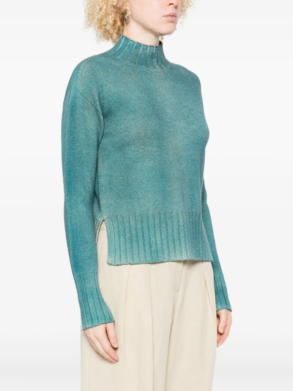 Arovescio High-neck Sweater In Blue