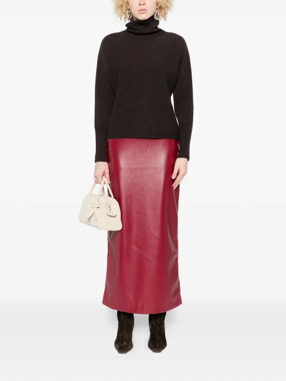 Arovescio Turtleneck Ribbed Sweater In Brown