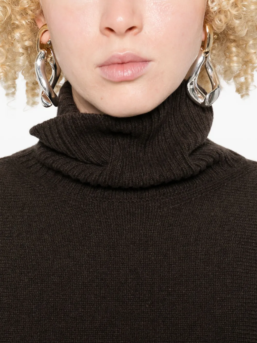 Arovescio Turtleneck Ribbed Sweater In Brown