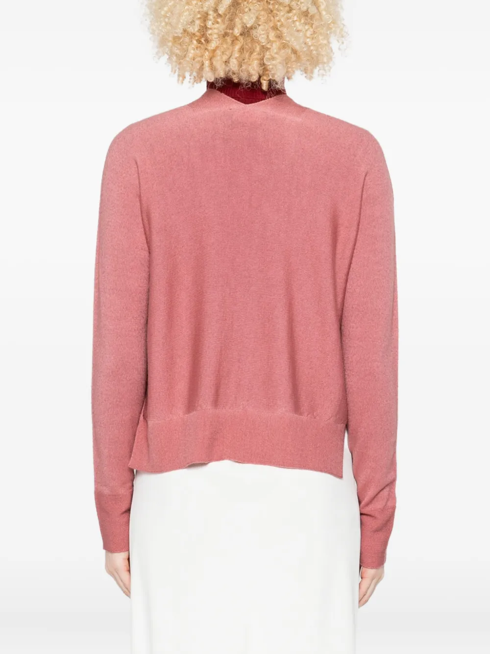 Arovescio Side-split Cropped Cardigan In Pink