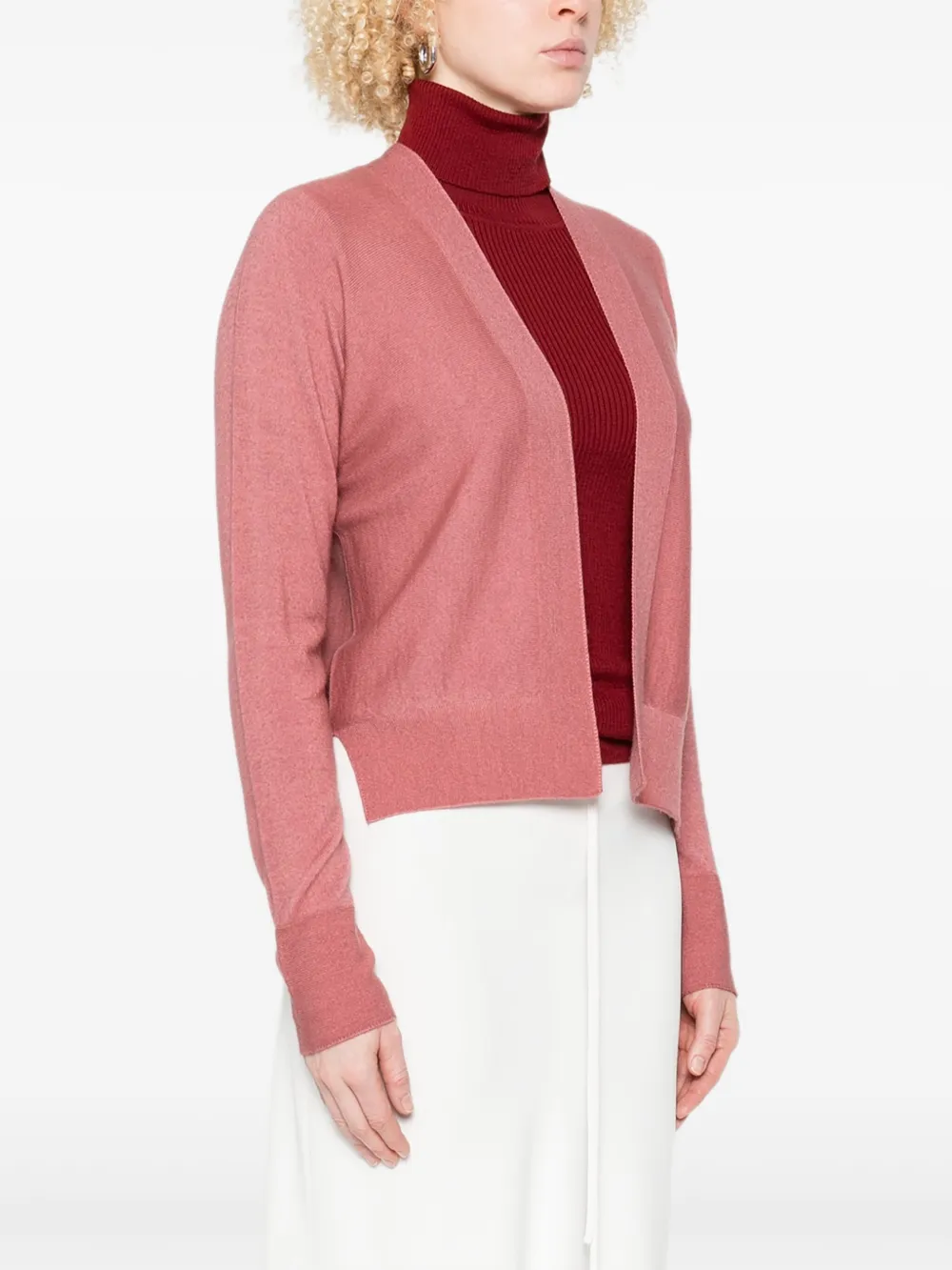 Arovescio Side-split Cropped Cardigan In Pink