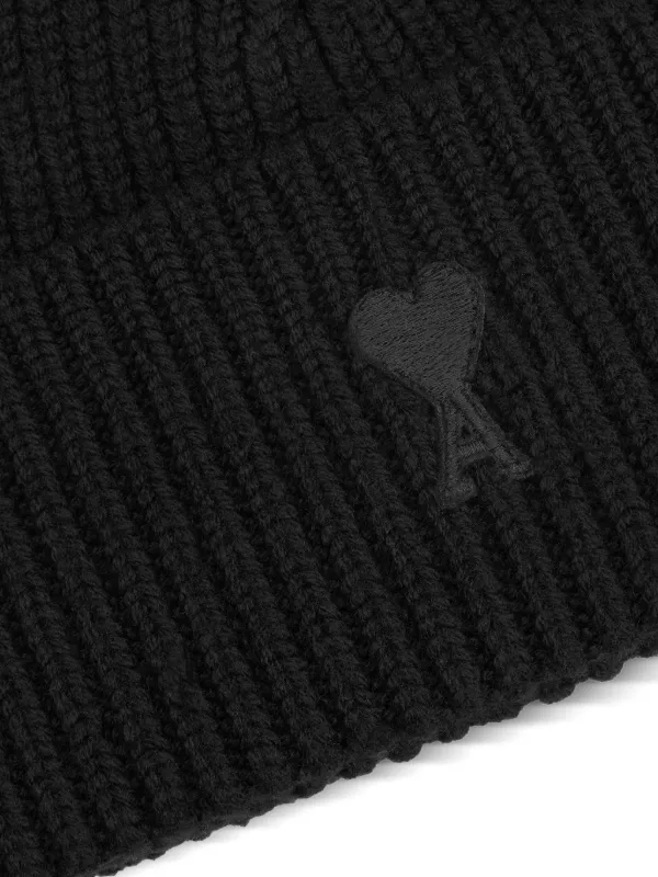 AMI Paris Ami De Coeur Wool Beanie | Black | FARFETCH
