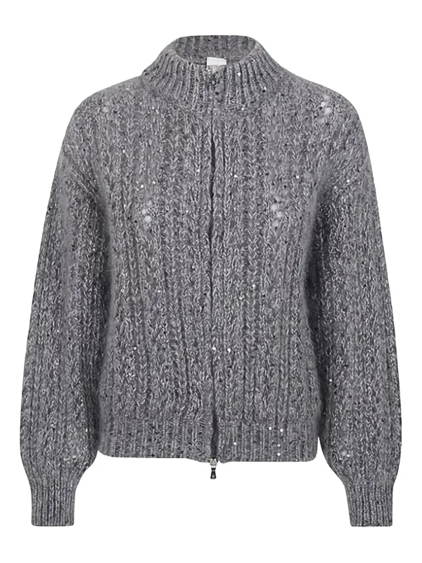 Eleventy Sequin-embellished Cardigan in Grey