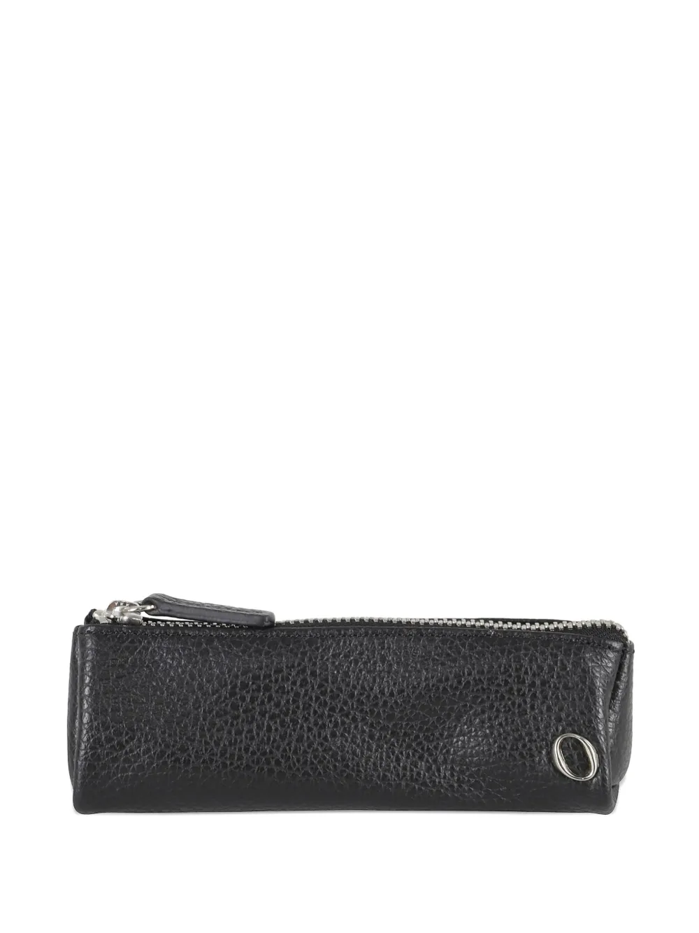 Orciani zip-fastening pebble leather wash bag Zwart