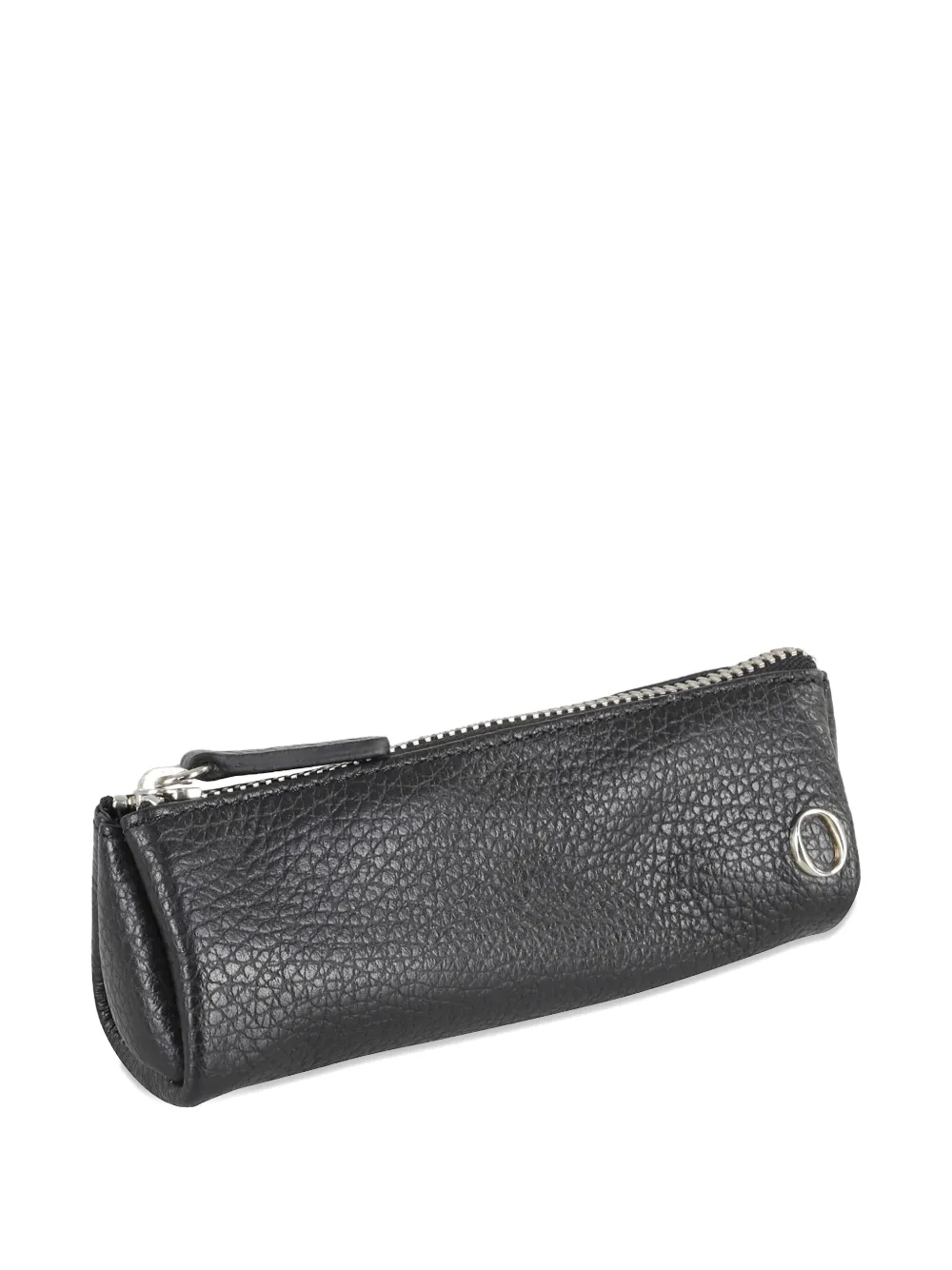 Orciani zip-fastening pebble leather wash bag Zwart