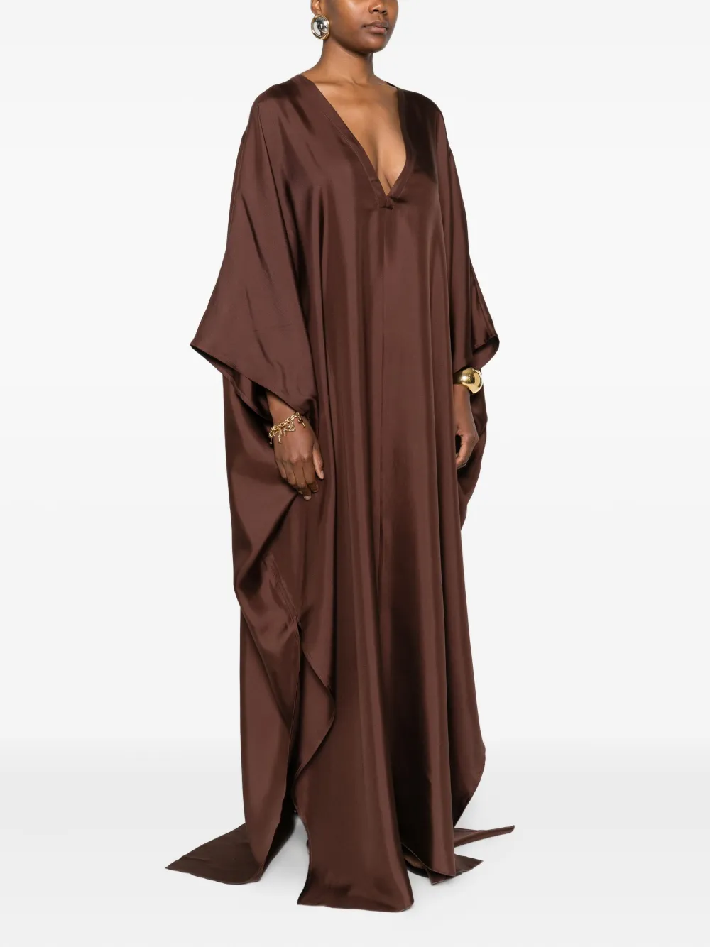 Tom Ford Silk Twill Kaftan In Brown