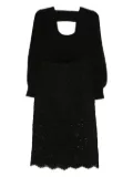 TWINSET scoop-neck lace-insert midi dress - Black
