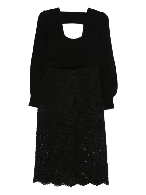 TWINSET scoop-neck lace-insert midi dress