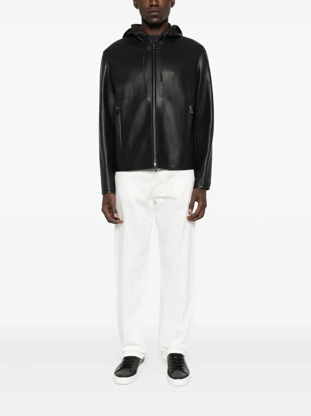 Emporio Armani hooded zip-front jacket Zwart