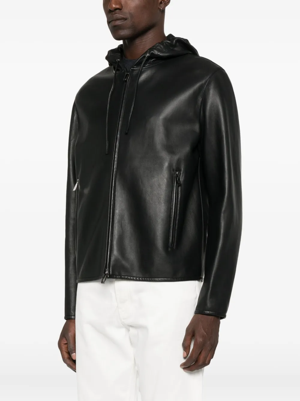 Emporio Armani hooded zip-front jacket Zwart