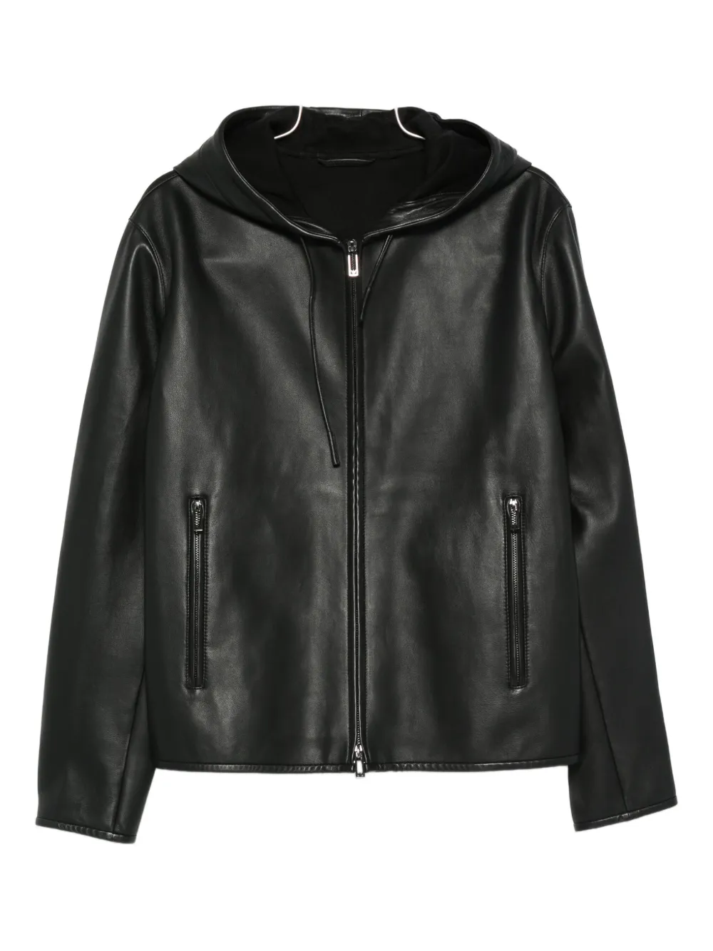 Emporio Armani hooded zip-front jacket Zwart