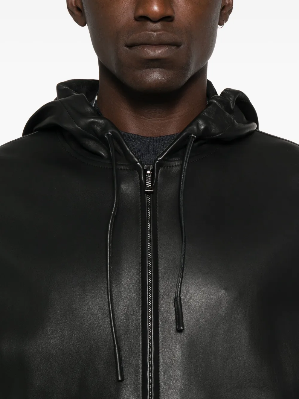 Emporio Armani hooded zip-front jacket Zwart