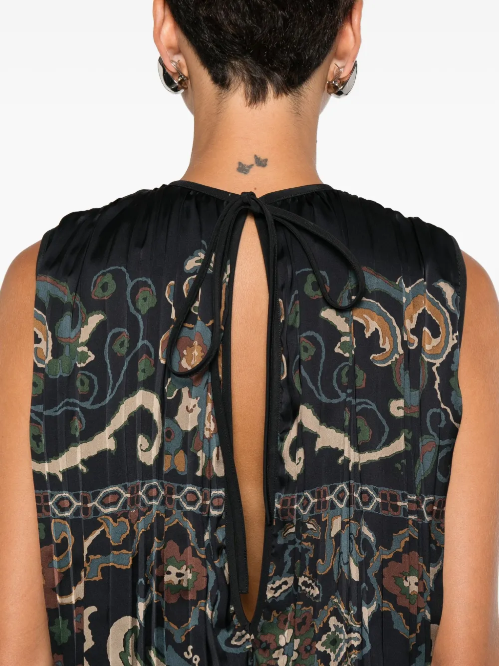 sacai Geplooide top met paisley-print Blauw
