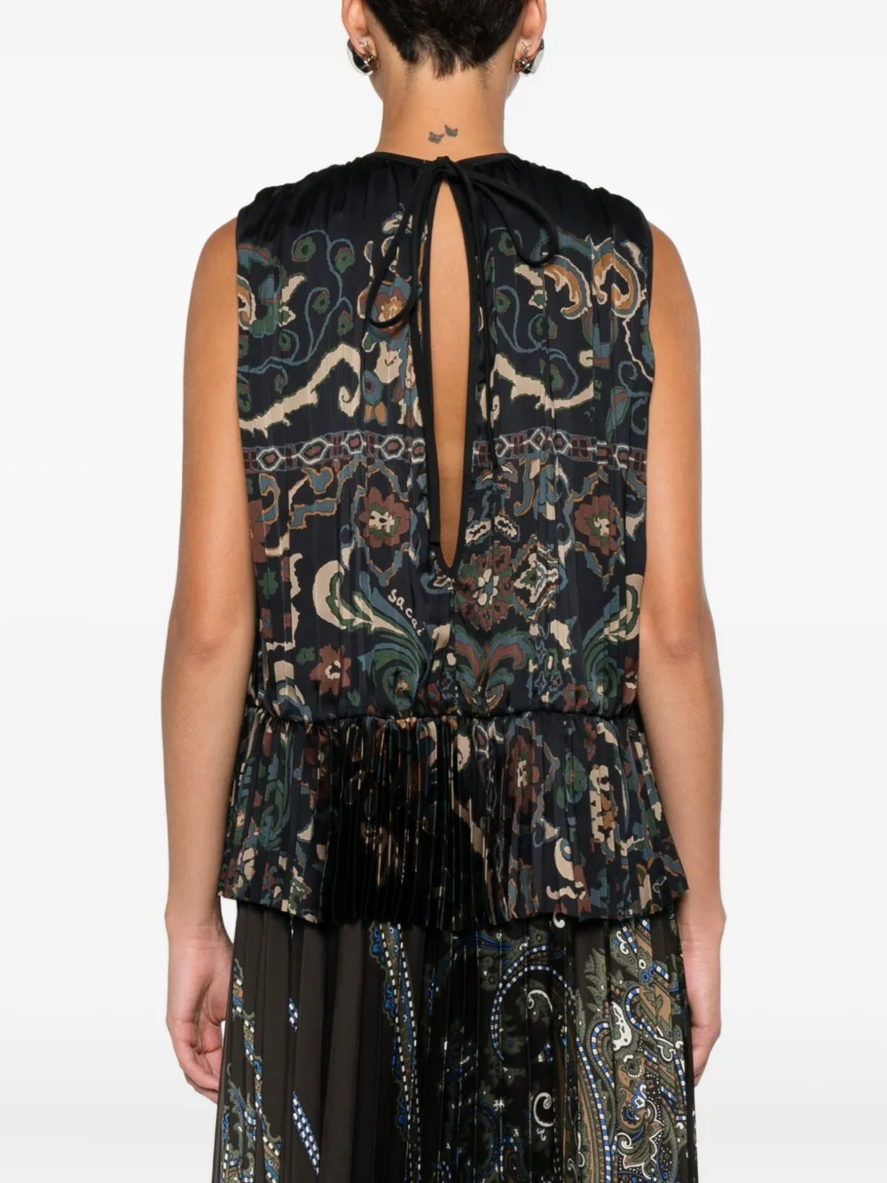 サカイペイズリ-柄ワンピ-ス Sacai ペイズリートップ | ブルー