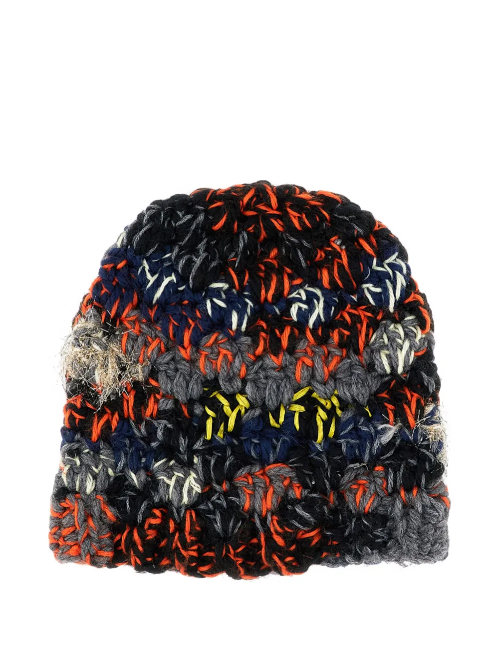 Exquisite J Striped Wool Beanie In Animal Print